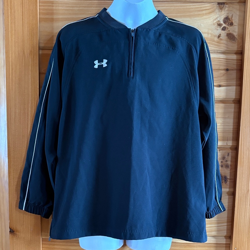 Youth Under Armour Black Long Sleeve Warmup Pullover Baseball Jacket Size YLG